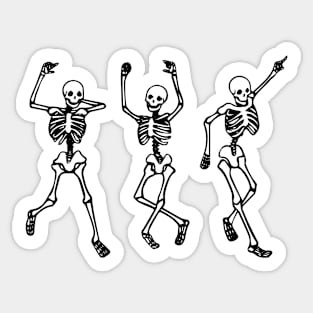 three skeleton dancing - funny halloween Sticker